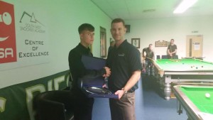 Russell Morgan was presented plate winners trophy by Andrew Norman